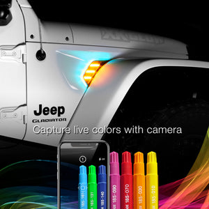 XKGlow RGB + Amber Fender Vent Jeep Wrangler JK w/ Turn Signal Running Light / XKChrome Smartphone App