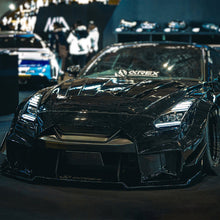 Load image into Gallery viewer, AlphaRex LED Projector Headlights for Nissan GT-R R35 (2009-2025) Nova Series with Sequential Signal - Alpha Black / Black Alternate Image