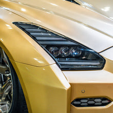 Load image into Gallery viewer, AlphaRex LED Projector Headlights for Nissan GT-R R35 (2009-2025) Nova Series with Sequential Signal - Alpha Black / Black Alternate Image