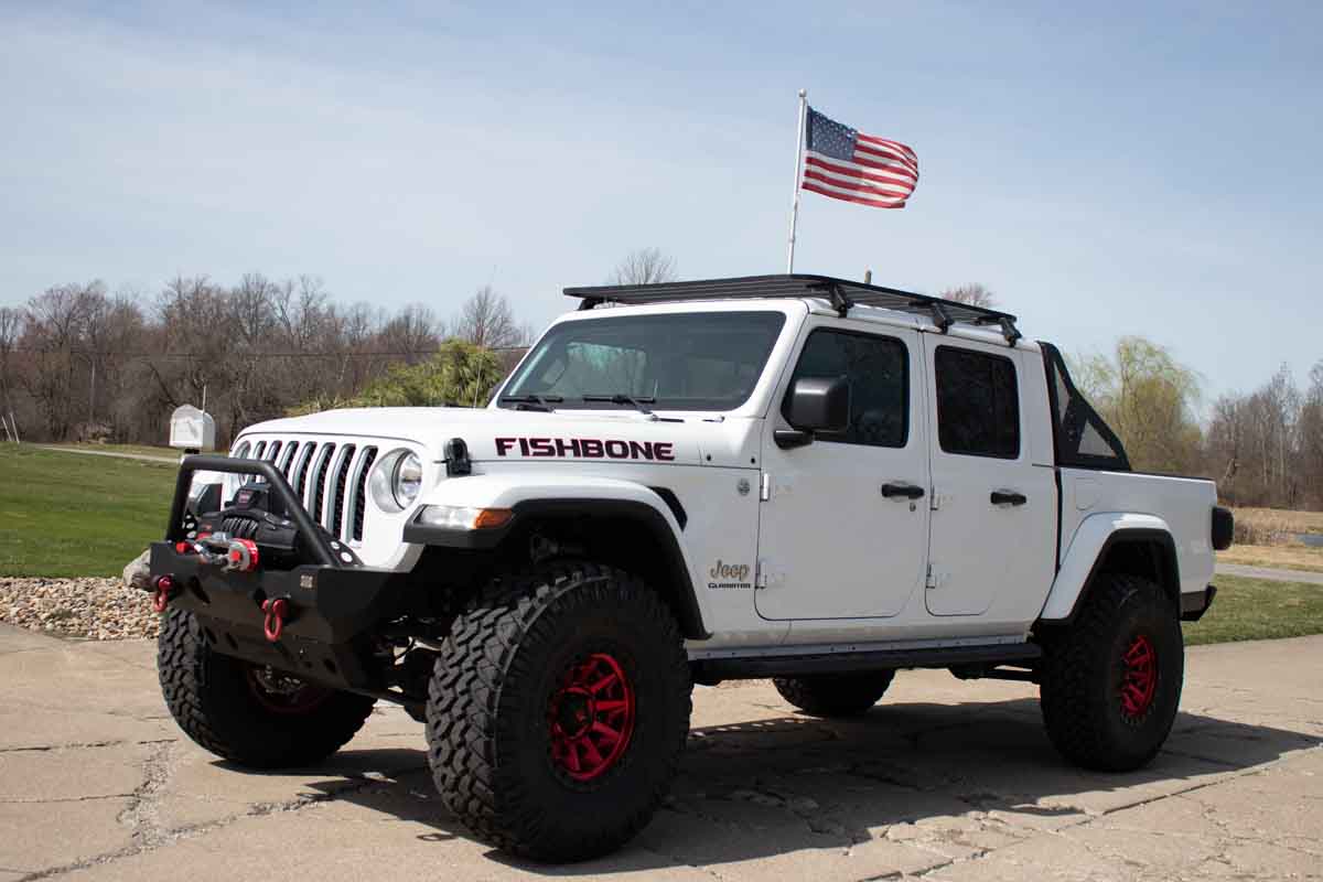 Gladiator Panel Racing Fishbone Offroad Chase Rack Jeep Gladiator JT (20-23) w/ Molle Window
