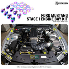 Load image into Gallery viewer, Fast Turn Fittings Engine Bay Hardware Kit for Ford Mustang S197 (2005-2009) Titanium Stage 1 - Black / Blue / Gold / Polished / Purple / Cosmic Burn / Oil Slick Alternate Image