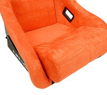 Load image into Gallery viewer, Orange car seat cover with visible branding on a white background Alternate Image