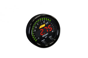 AEM 30-0308 X-Series Boost Pressure Gauge -30-60psi / -1-4bar Black Bezel & Black Faceplate