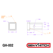Load image into Gallery viewer, Gen-Y Hitch Weld-On Receiver Tube - 2.0" / 2.5" / 3.0" Receiver - 2" Receiver / 5.5" Alternate Image