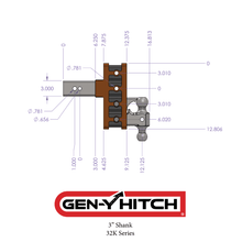 Load image into Gallery viewer, Gen-Y Hitch Mega Duty 32K Drop Hitch (2.5" or 3" Shank) 3″ Rise, 6″ Drop / 3″ Rise, 9″ Drop / 3″ Rise, 12″ Drop - 2.5" Hitch / 3″ Rise/ 6″ Drop / Hitch &amp; Dual-Ball Alternate Image