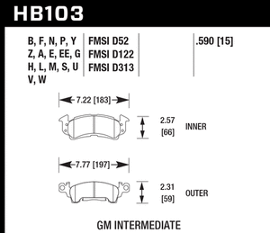 Hawk Black Brake Pads Cadillac Brougham (1987-1992) Front Set HB103M.590