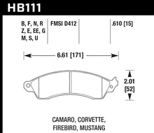 Load image into Gallery viewer, Hawk Black Brake Pads Chevy Camaro 2.8/ 3.1/ 5.0/ 5.7L Performance Package (1988-1992) Front Set HB111M.610 Alternate Image