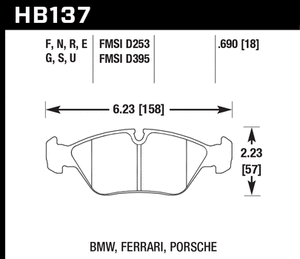 Hawk HPS Brake Pads Porsche 928 S 5.0L (1985) Front Set HB137F.690