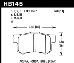 Hawk HPS Brake Pads Honda Prelude (92-01) Front or Rear Set