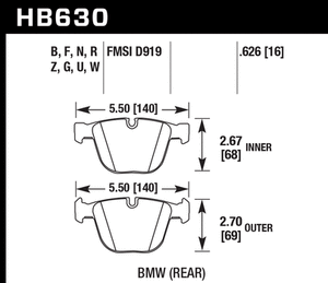 Hawk HPS Brake Pads BMW X6 (2008-2019) Front or Rear Set