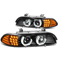 Load image into Gallery viewer, DNA Projector Headlights for BMW E39 540i / 528i / M5  (1996–2003) Crystal Style with LED DRL Halo - Chrome or Black Housing Alternate Image