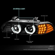 Load image into Gallery viewer, DNA Projector Headlights for BMW E39 540i / 528i / M5  (1996–2003) Crystal Style with LED DRL Halo - Chrome or Black Housing Alternate Image