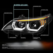Load image into Gallery viewer, DNA Projector Headlights for BMW E60 530i / 550i / 525i (2004–2007) Crystal Style with LED DRL Halo - Chrome or Black Housing Alternate Image
