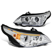 Load image into Gallery viewer, DNA Projector Headlights for BMW E60 530i / 550i / 525i (2004–2007) Crystal Style with LED DRL Halo - Chrome or Black Housing Alternate Image