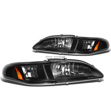 Load image into Gallery viewer, DNA Projector Headlights Ford Mustang SN95 (1994-1998) OE Style w/ Black or Chrome Housing - Black / Clear Lens / Amber Alternate Image