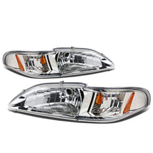 Load image into Gallery viewer, DNA Projector Headlights Ford Mustang SN95 (1994-1998) OE Style w/ Black or Chrome Housing - Black / Clear Lens / White Alternate Image