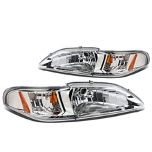 Load image into Gallery viewer, DNA Projector Headlights Ford Mustang SN95 (1994-1998) OE Style w/ Black or Chrome Housing - Black / Clear Lens / Amber Alternate Image