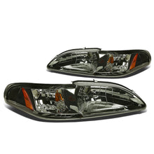 Load image into Gallery viewer, DNA Projector Headlights Ford Mustang SN95 (1994-1998) OE Style w/ Black or Chrome Housing - Black / Clear Lens / Amber Alternate Image