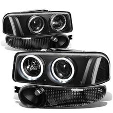 Load image into Gallery viewer, DNA Projector Headlights for GMC Yukon / Yukon XL Denali (2001-2006) with LED Halo DRL and Black or Chrome Housing Alternate Image