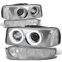 Load image into Gallery viewer, DNA Projector Headlights for GMC Yukon / Yukon XL Denali (2001-2006) with LED Halo DRL and Black or Chrome Housing Alternate Image