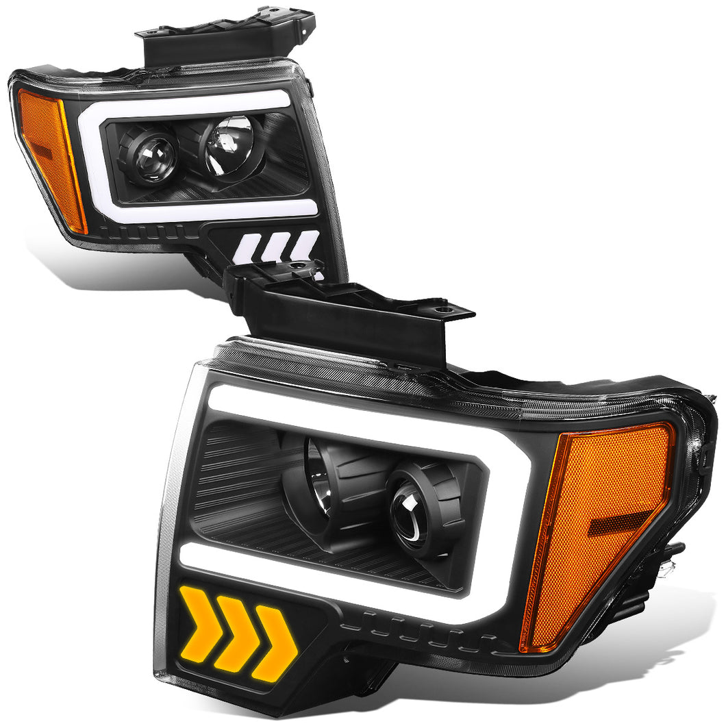 DNA Projector Headlights Ford F150 (09-14) w/ LED DRL - Black / Chrome / Smoke Housing