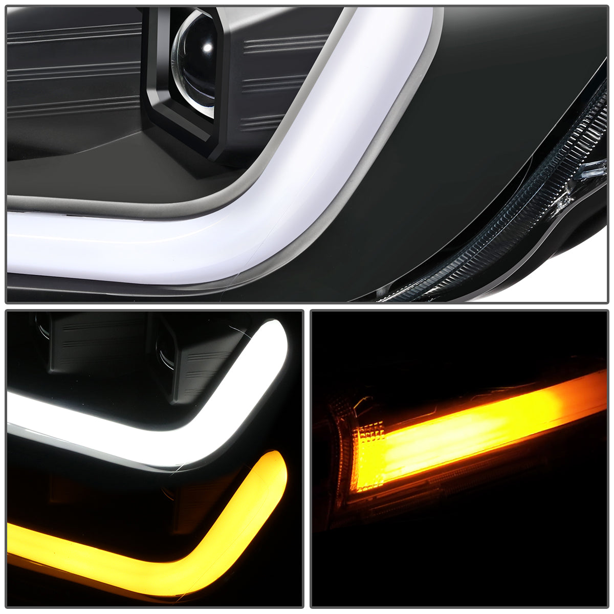 DNA Projector Headlights Ford Ranger XL / XLT (19-23) w/ LED DRL - Bla