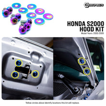Load image into Gallery viewer, Fast Turn Fittings Hood Hardware Kit for Honda S2000 AP1 / AP2 (2000-2009) Titanium - Cosmic Burn / Black / Blue / Gold / Oil Slick / Polished / Purple Alternate Image
