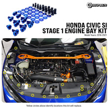 Load image into Gallery viewer, Fast Turn Fittings Engine Bay Hardware Kit for Honda Civic Si FC1 (2016-2021) Titanium Stage 1 - Black / Blue / Gold / Polished / Purple / Cosmic Burn / Oil Slick Alternate Image