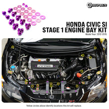 Load image into Gallery viewer, Fast Turn Fittings Engine Bay Hardware Kit for Honda Civic Si FB (2012-2015) Titanium Stage 1 - Purple / Black / Blue / Cosmic Burn / Gold / Oil Slick / Polished Alternate Image