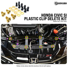 Load image into Gallery viewer, Fast Turn Fittings Plastic Clip Delete Hardware Kit for Honda Civic Si FB6 (2012-2015) Titanium - Gold / Black / Blue / Polished / Purple / Cosmic Burn / Oil Slick Alternate Image