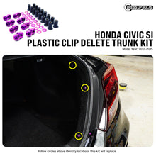 Load image into Gallery viewer, Fast Turn Fittings Trunk Plastic Clip Delete Hardware Kit for Honda Civic Si FB6 (2012-2015) Titanium - Purple / Black / Blue / Gold / Polished / Cosmic Burn Alternate Image