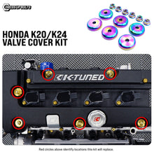 Load image into Gallery viewer, Fast Turn Fittings Valve Cover Hardware Kit for Honda K20/K24 Engine Titanium - Gold / Blue / Purple / Cosmic Burn / Polished / Black / Oil Slick Alternate Image