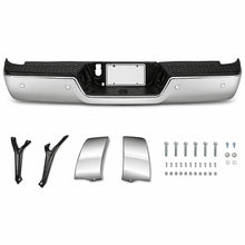 Load image into Gallery viewer, DNA Rear Step Bumper for Dodge Ram (2009-2011) RAM (2011-2019) With License Plate Lights - Black or Chrome - With Parking Sensor Holes / Chrome Alternate Image