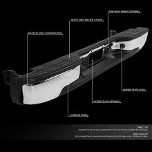Load image into Gallery viewer, DNA Rear Step Bumper for Chevy Silverado &amp; GMC Sierra 1500 (2007) 2500 (1999-2004) without Parking Sensor - Black or Chrome - Chrome Alternate Image
