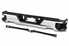 Load image into Gallery viewer, DNA Rear Step Bumper for Chevy Silverado &amp; GMC Sierra 1500 (2019-2023) with License Plate Lights - Black or Chrome - Without Parking Sensor Holes / with Exhaust Cutouts / Chrome Alternate Image