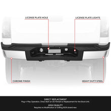 Load image into Gallery viewer, DNA Rear Step Bumper for Chevy Silverado &amp; GMC Sierra 2500 / 3500 (2011-2014) with License Plate Lights - Black or Chrome - With Sensor Holes / Chrome Alternate Image