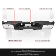 Load image into Gallery viewer, DNA Rear Step Bumper for Chevy Silverado &amp; GMC Sierra 2500 / 3500 (2007-2010) with License Plate Lights - Black or Chrome - With Sensor Holes / Chrome Alternate Image
