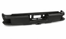 Load image into Gallery viewer, DNA Rear Step Bumper for Chevy Silverado &amp; GMC Sierra 2500 / 3500 (2015-2019) with License Plate Lights - Black or Chrome - Single Rear Wheel / With Hitch Bar / Without Sensor Holes / Black Alternate Image