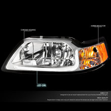 Load image into Gallery viewer, DNA Headlights for Ford Mustang SN95 (1999-2004) Black or Chrome Housing with LED Daytime Running Light Alternate Image