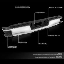 Load image into Gallery viewer, DNA Rear Step Bumper for Chevy Silverado &amp; GMC Sierra 2500 / 3500 (2015-2019) with License Plate Lights - Black or Chrome - Single Rear Wheel / With Hitch Bar &amp; Sensor Holes / Chrome Alternate Image