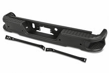 Load image into Gallery viewer, DNA Rear Step Bumper for Chevy Silverado &amp; GMC Sierra 1500 (2019-2023) with License Plate Lights - Black or Chrome - With Parking Sensor Holes / with Exhaust Cutouts / Black Alternate Image
