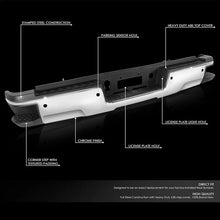 Load image into Gallery viewer, DNA Rear Step Bumper for Chevy Silverado &amp; GMC Sierra 2500 / 3500 (2015-2019) with License Plate Lights - Black or Chrome - Single Rear Wheel / With Hitch Bar &amp; Sensor Holes / Chrome Alternate Image