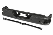 Load image into Gallery viewer, DNA Rear Step Bumper for Chevy Silverado &amp; GMC Sierra 1500 (2019-2023) with License Plate Lights - Black or Chrome - With Parking Sensor Holes / without Exhaust Cutouts / Black Alternate Image