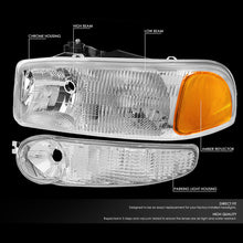Load image into Gallery viewer, DNA Headlights for GMC Yukon XL 1500 Denali (2001-2006) Factory Style with Chrome Housing &amp; Clear Lens Alternate Image