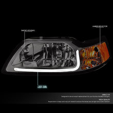 Load image into Gallery viewer, DNA Headlights for Ford Mustang SN95 (1999-2004) Black or Chrome Housing with LED Daytime Running Light Alternate Image