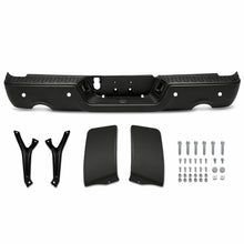 Load image into Gallery viewer, DNA Rear Step Bumper for Dodge Ram 1500 (2009-2011) RAM 1500 (2011-2019) With License Plate Lights - Black or Chrome - With Parking Sensor Holes / Matte Black Alternate Image