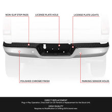 Load image into Gallery viewer, DNA Rear Step Bumper for Dodge Ram (2009-2011) RAM (2011-2019) With License Plate Lights - Black or Chrome - With Parking Sensor Holes / Chrome Alternate Image