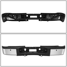 Load image into Gallery viewer, DNA Rear Step Bumper for Chevy Silverado &amp; GMC Sierra 2500 / 3500 (2011-2014) with License Plate Lights - Black or Chrome - With Sensor Holes / Chrome Alternate Image