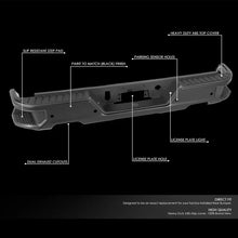 Load image into Gallery viewer, DNA Rear Step Bumper for Chevy Silverado &amp; GMC Sierra 1500 (2019-2023) with License Plate Lights - Black or Chrome - With Parking Sensor Holes / with Exhaust Cutouts / Chrome Alternate Image