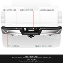Load image into Gallery viewer, DNA Rear Step Bumper for Ford F150 (2015-2020) with or without Sensor Holes - Black or Chrome - With Parking Sensor Holes / Chrome Alternate Image